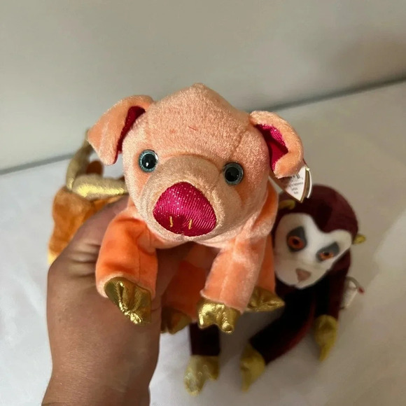 Vintage Ty Beanie Babies Lot of 3 Zodiac Collection -  Ox, Monkey & Pig - Picture 11 of 14